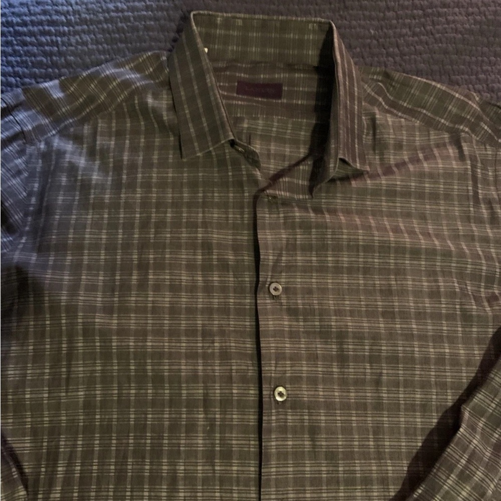 LANVIN Mens Size 17 1/2 Collar 44 Chest Long Sleeve Dress Shirt